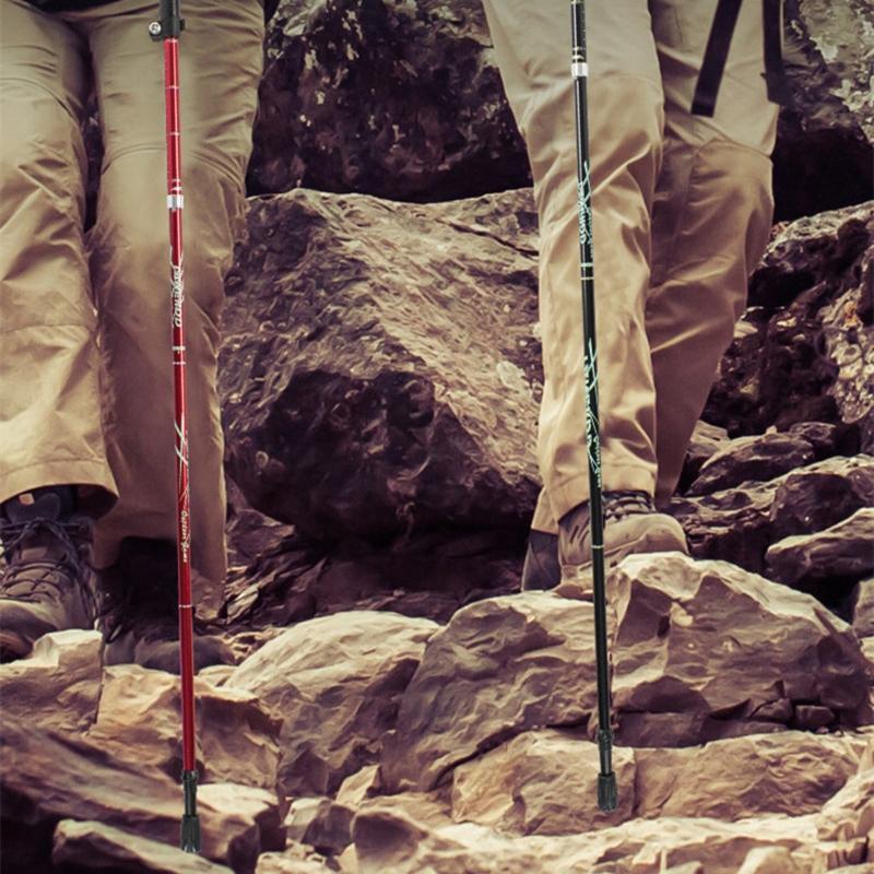 Trekking Pole, Collapsible Hiking Trekking Stick for W/ Quick Lock Aluminum Alloy EVA Grip Handle for Mountaineering Cam