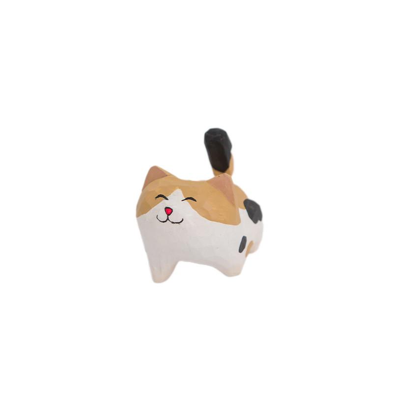 Wooden Craft Cat Figurine Home Office Decor Gift For Cat Lovers