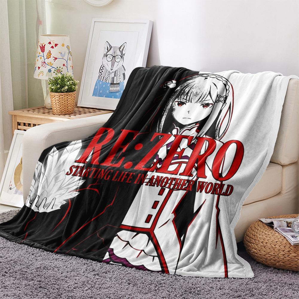 1PC Re Zero Patterned Flannel Blanket Suitable For All Seasons For Home Decor Warmth And Comfort Gifts Holiday Present