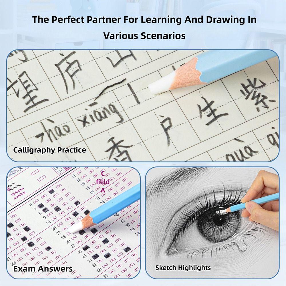 6PCS/Set Pencil Shape Eraser Without Leaving Marks Rubber Eraser Pencil Erasers  for Office School