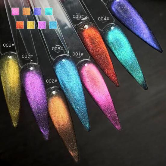 8 ml Katzenaugen-Kleber, glitzernder, schnell trocknender Quicksand-Nagelkunst-Gel-Nagellack mit feiner Textur für die Schönheit