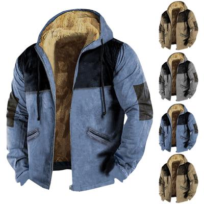 Men's Color Block Jacket Men's Spring And Autumn Casual Trend Zipper Hooded Jacket