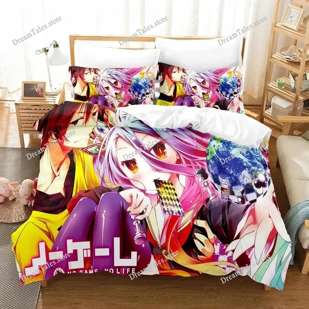 New No Game No Life Bedding Set Single Twin Full Queen King Size Bed Set Adult Kid Bedroom Duvet Cover Sets 3D Print Game Anime