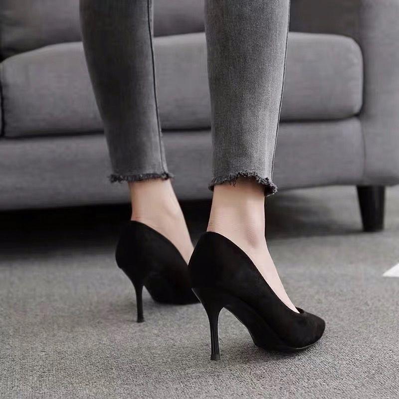 High Heels Women's 23 Years of New Black Professional Thin Heel Pointed Head Shallow Mouth Internet Celebrity Sexy Temperament Student Etiquette Shoes