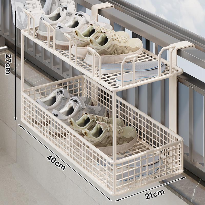 Outdoor Shoe and Clothes Drying Rack with Anti-Theft Window Hook