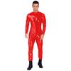 Pánský kombinéza s mokrým vzhledem z lakované kůže Design se zipem v rozkroku Stojáček Dlouhý rukáv Catsuit Oblečení do klubu Body