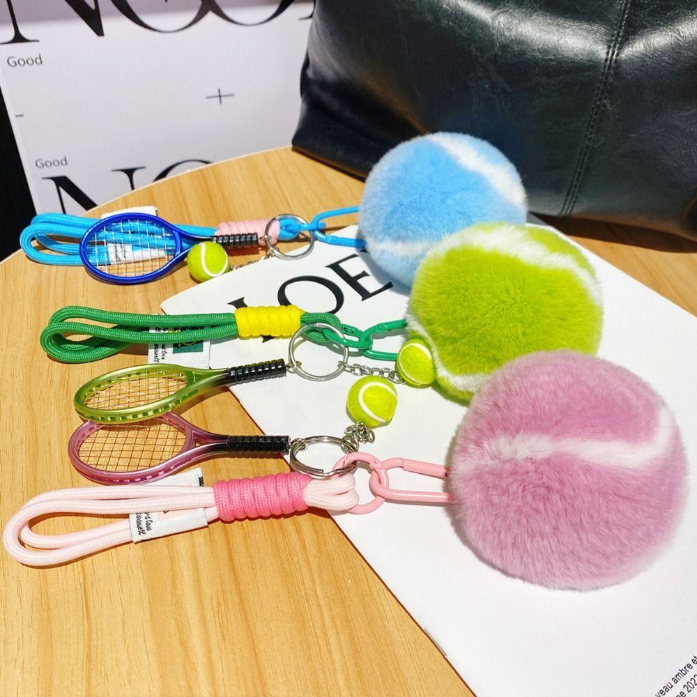 Backpack Hanging Tennis Ball Plush Pendant Plush Plush Tennis Keychain Car Decoration