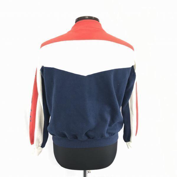 adidas /80s?/Vintage Full-Zip Blouson Jacket/Outerwear/M/Red×White×Navy/Fleece Lining/Sleeve ADIDAS Print/Trefoil Logo(USED)