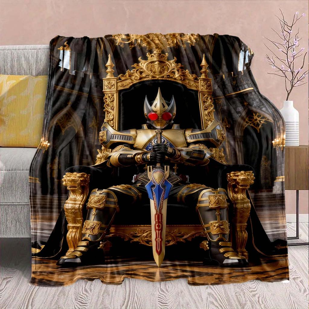 Kamen Rider Anime Flannel Blanket – Soft, Warm, Perfect for Sofas, Bedding, Camping, Travel, Office, and Home Decor – QJY