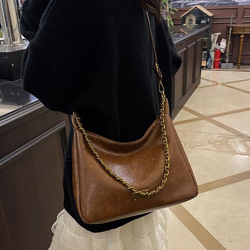 IELGY Korea Underarm Bag Trendy Retro Tote Bag Casual All-Match Chain Shoulder Messenger Bag