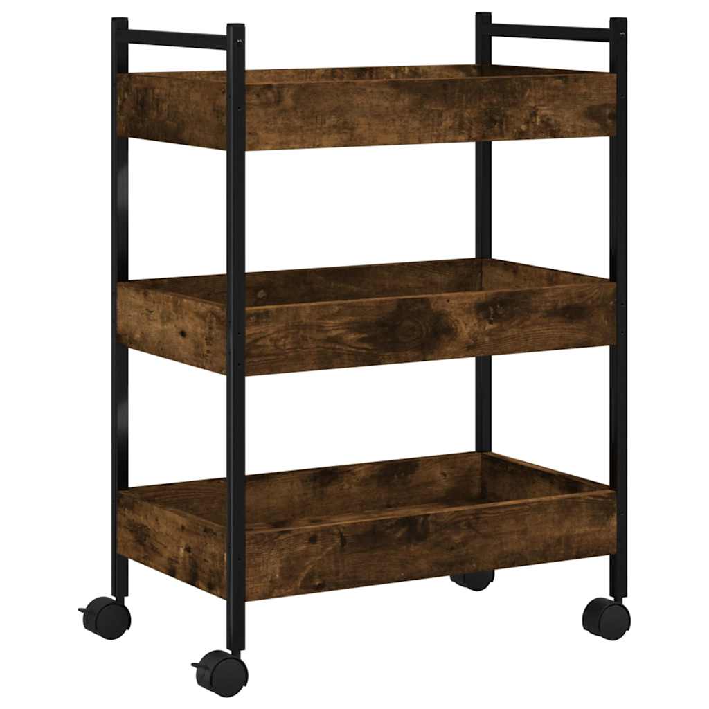 Vidaxl Kitchen Trolley, Smoked Oak, 50X30X70 Cm