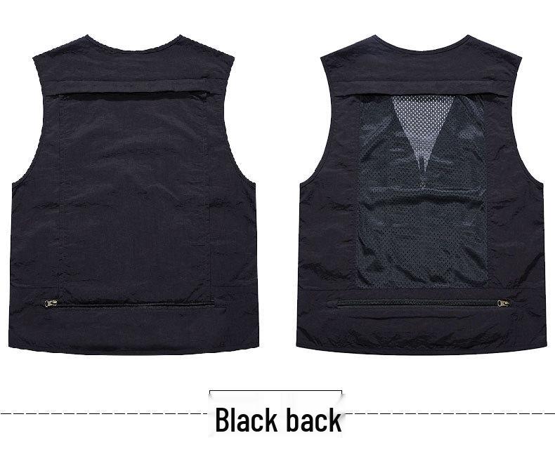 Men's Quick-Drying Multi-Pocket Vest for Outdoor, Plus Size, V-Neck, Perfect for Spring, Autumn, and Fishing