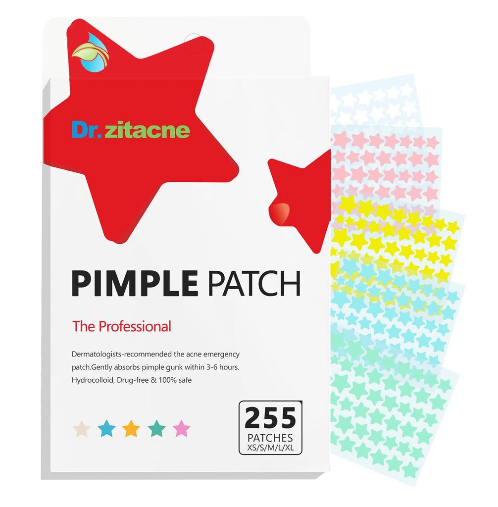 Pimple Patches for 255pcs 5Colors Hydrocolloid Acne Patches Precise Matches Different Cute Star Spot Tea Tree Salicylic Acid Zits Absorbing Face, &