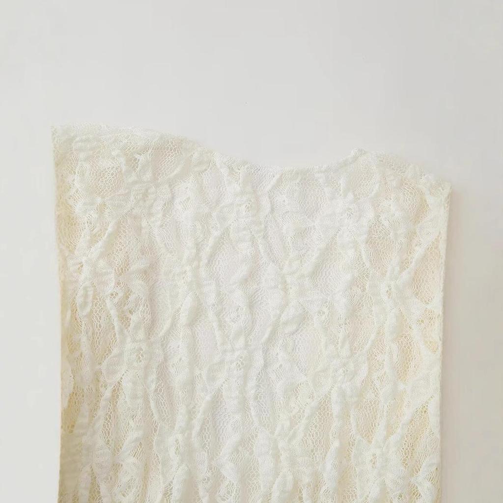 2025 Spring Women's European & American Fashion: Layered Ruffle Lace-up Top