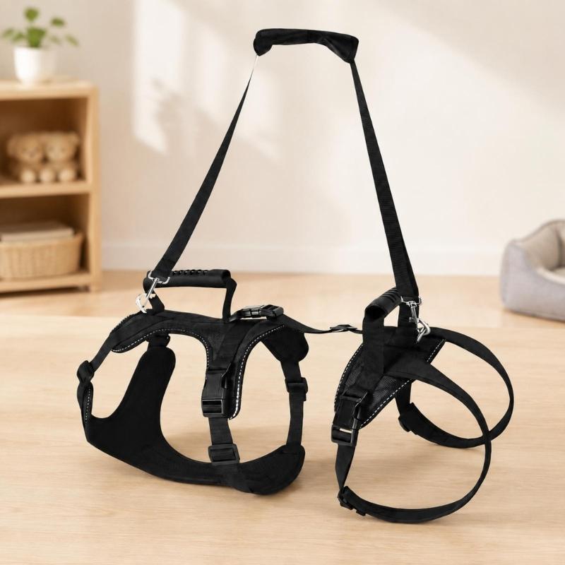 Two-Part Dog Support with Front Walking Section, Rear Support Section, and Side-Release Buckles for Daily Use