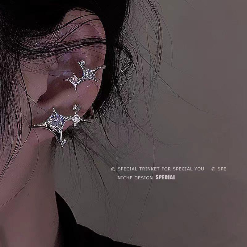 High-End Light Luxury Star Ear Bone Clip Earrings for Women