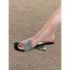 Miguu rhinestone beautiful cool slippers women's summer 2025 new suede temperament advanced one-word drag high-heeled sandals outer wear