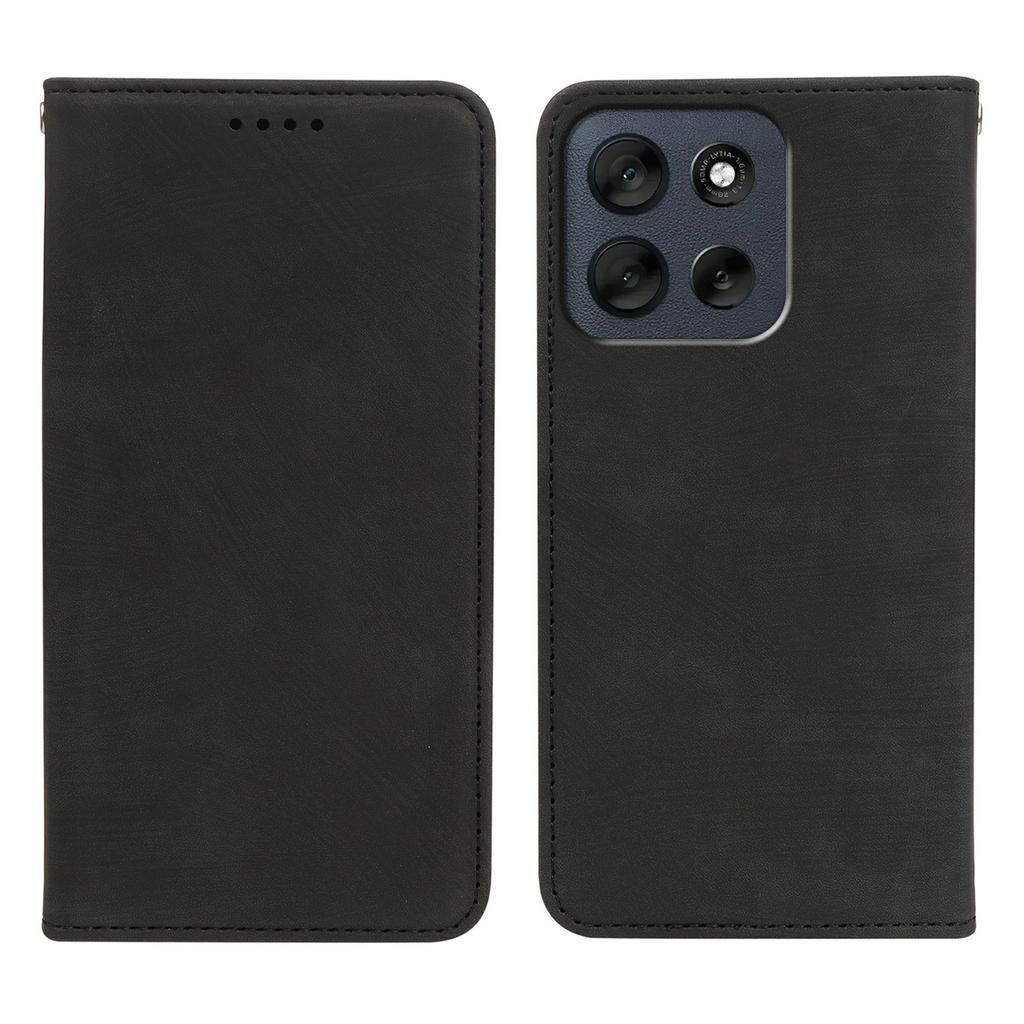 For Motorola Moto G56 5G Case Strong Magnetic Leather Wallet Phone Cover with Striped Texture