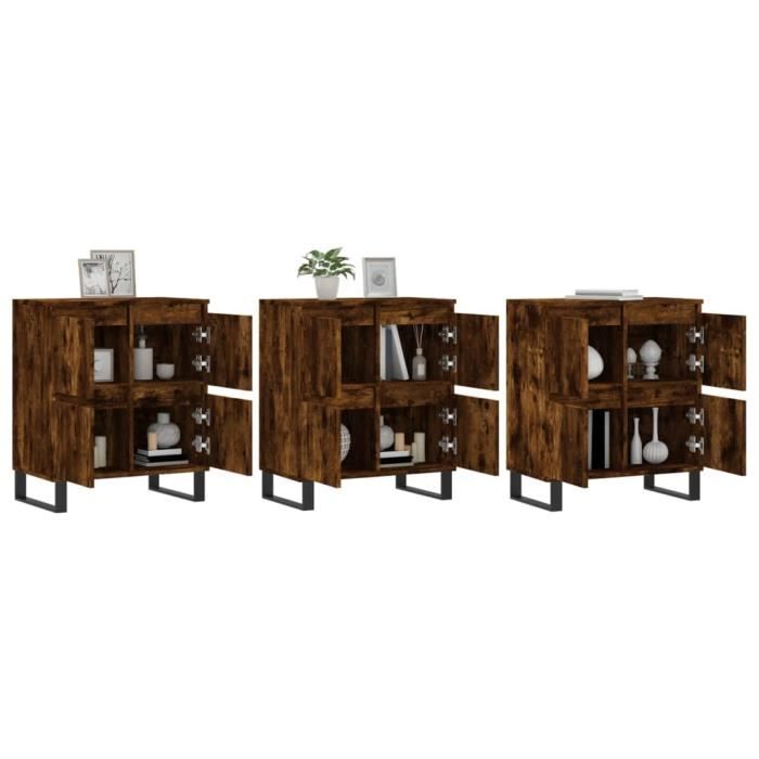VidaXL Buffets 3 pcs Chêne fumé Bois d'ingénierie 3190210