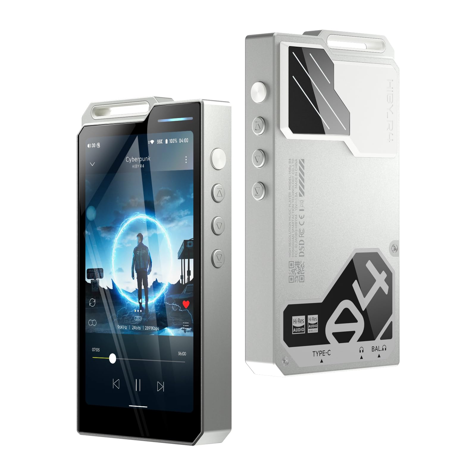 

Цифровий аудіоплеєр HiByMusic R4 Android 12 DAP Bluetooth [] 5.0 (Срібло) срібний