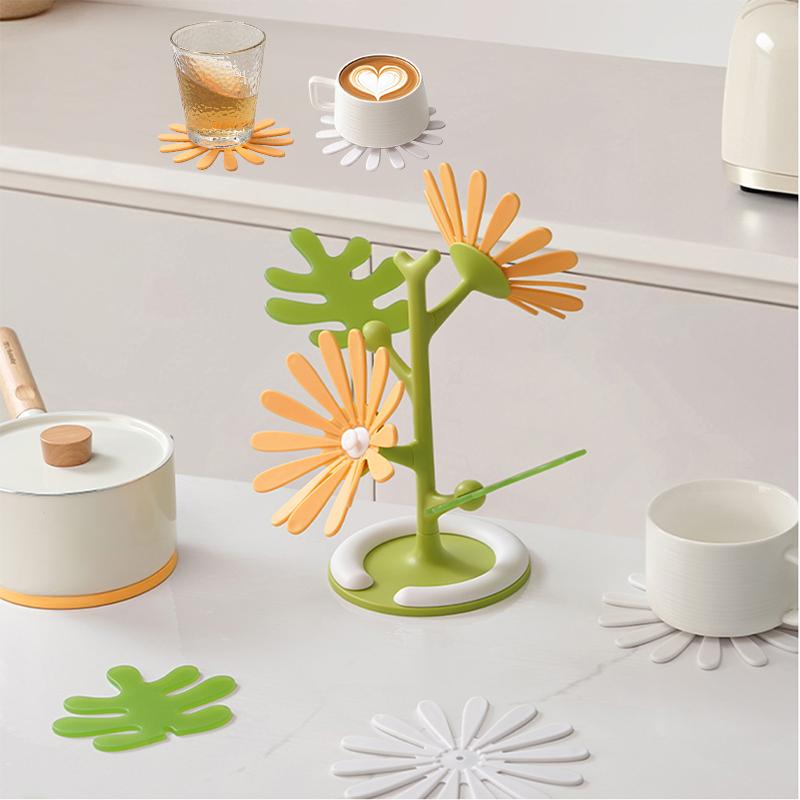 Daisy Shape Silicone Coaster Kitchen Table Heat Resistant Anti-scalding Mat Cup Tableware Placemat Table Decoration