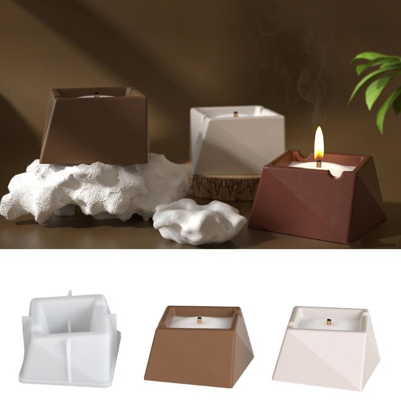 Multipurpose Silicone Faceted Square Planter Mold Geometric Candle Holder Resin Organiser Mould Storage Container Mold