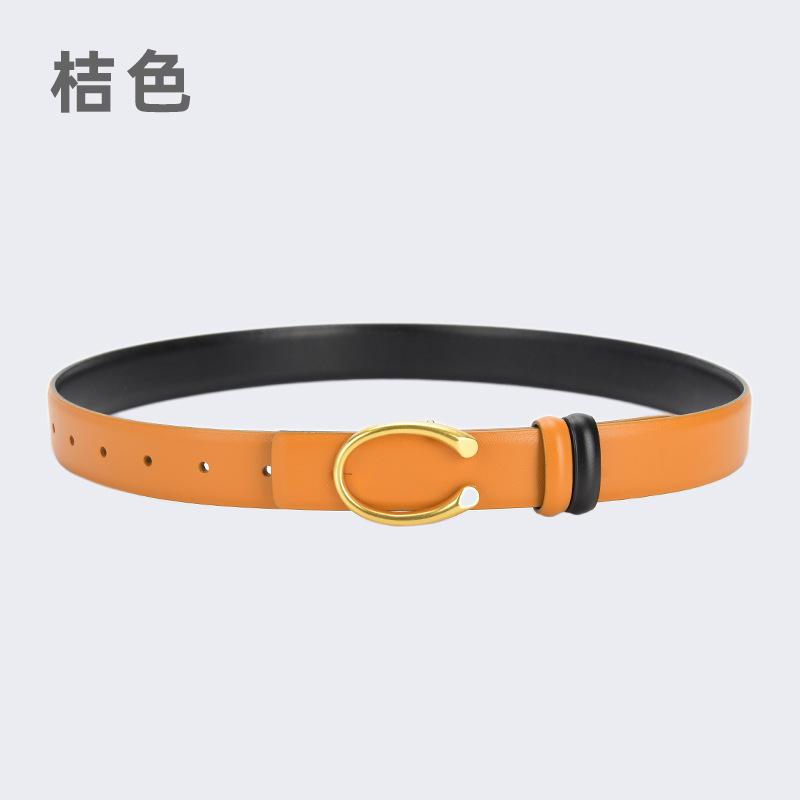 Four Seasons Available New Simplified Version Double Sided Buckle Belt Alloy Women'S Belt Fashion Versatile Leather Decorative Thin Belt