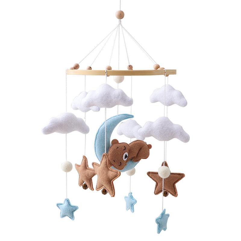 Baby Crib Mobile Rattle Toy For 0-12 Months Cartoon Felt Forest Animal Bed Bell Hanging Wooden Bracket Mobile Newbaby Rattle Toy