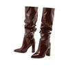 Patent Leather Over The Knee Chelsea Boots Women Shoes Chunky Heels Fashion Solid Sexy Thin High Heel Side Boots Female