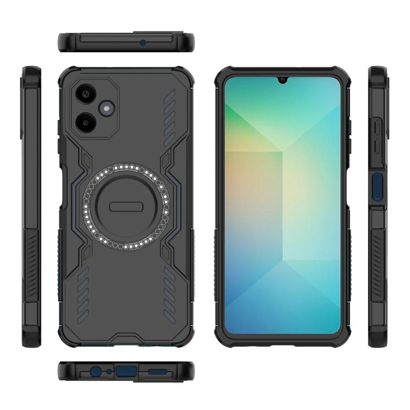 For Samsung Galaxy A06 4G Magnetic Case WANLONFENG DJ Series PC TPU Phone Cover with 2Pcs Tempered Glass Film