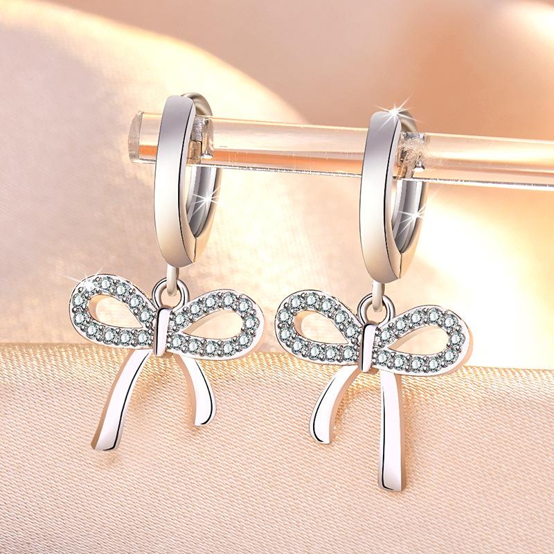 925 Sterling Silver Zircon Buckle Earrings For Women Fashion Exquisite Student Girlfriend Jewelry Accessories Party Gift