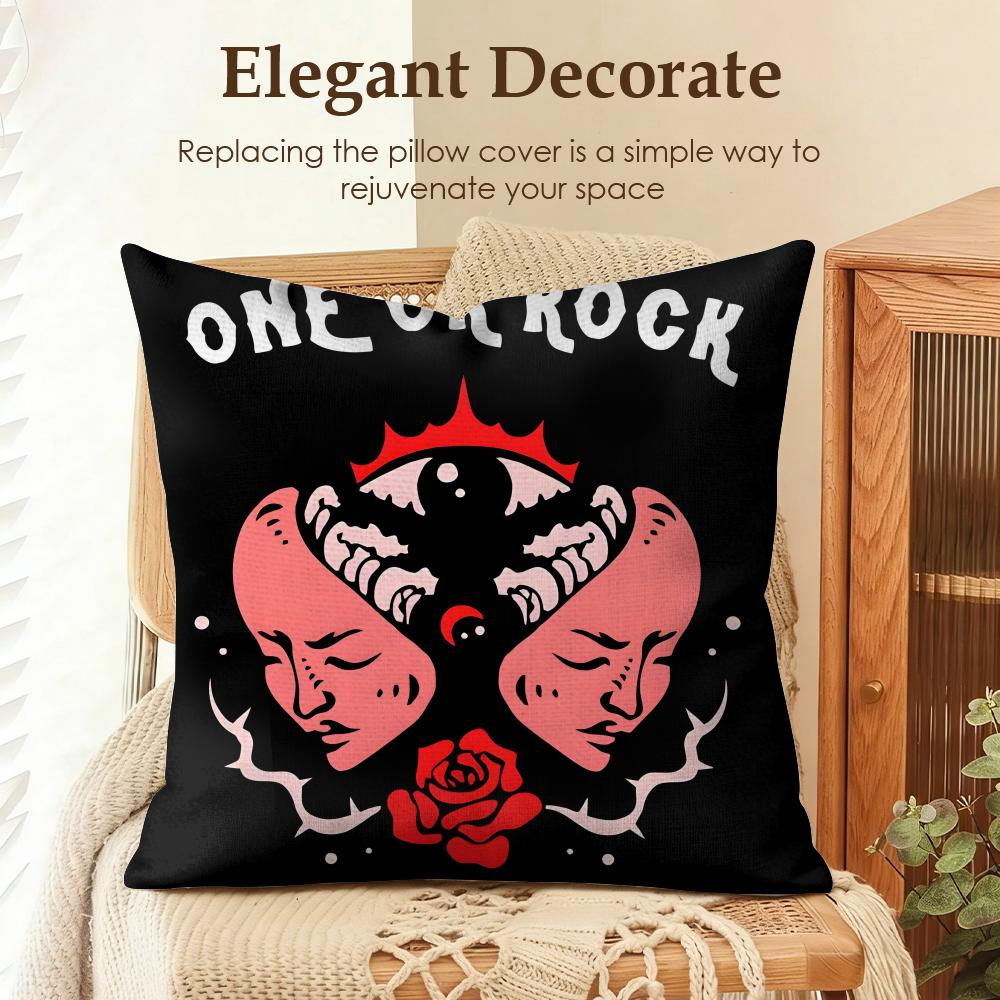 Band OOne ok rock Cushion Cover Natural Linen Organic Fabric DoubleSided Printing Sofa Home Decor Gift Pillow Case