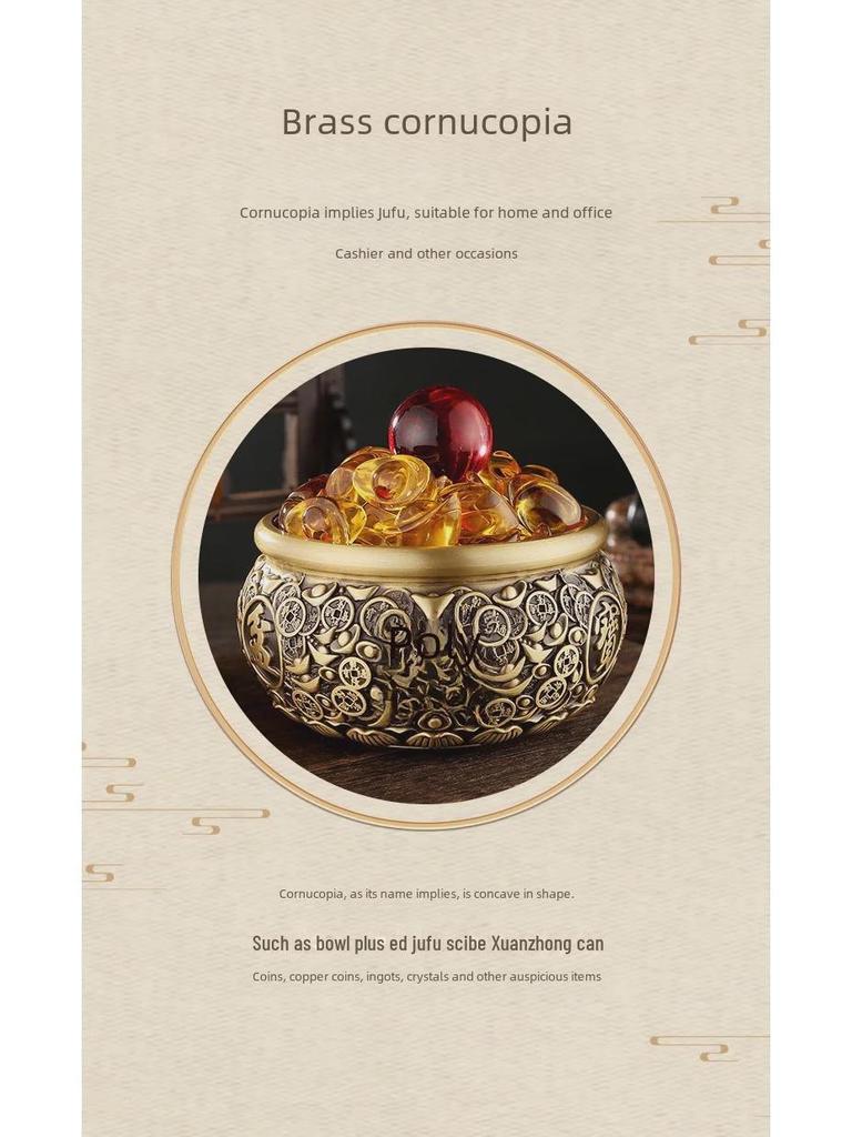 Large Brass Retro Cornucopia Piggy Bank - Office Desk Ornament & Gift