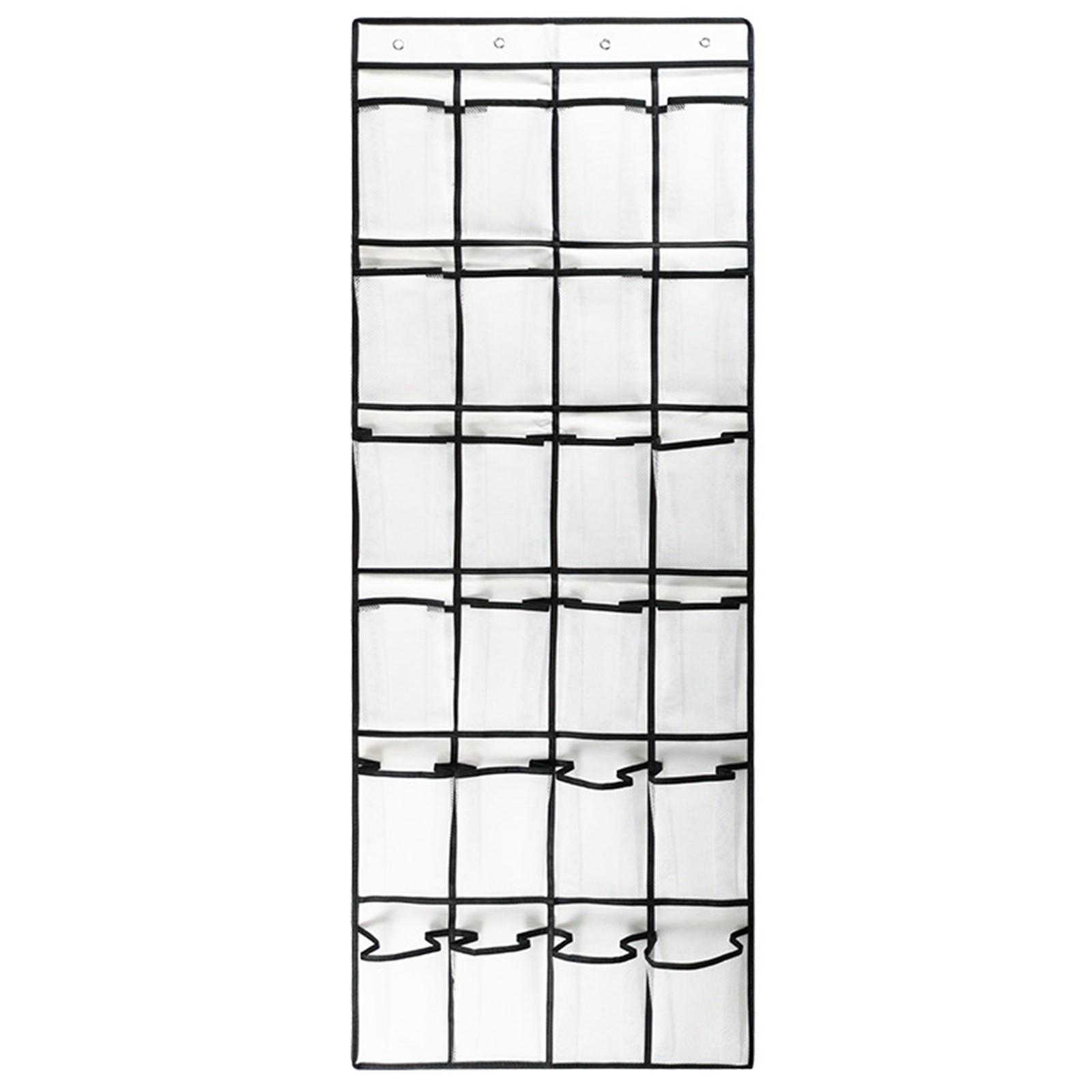 

Дверной подвесной шкаф для обуви, 24 сетчатых кармана, шкаф для обуви, шкаф для хранения с 4 металлическими крючками белый