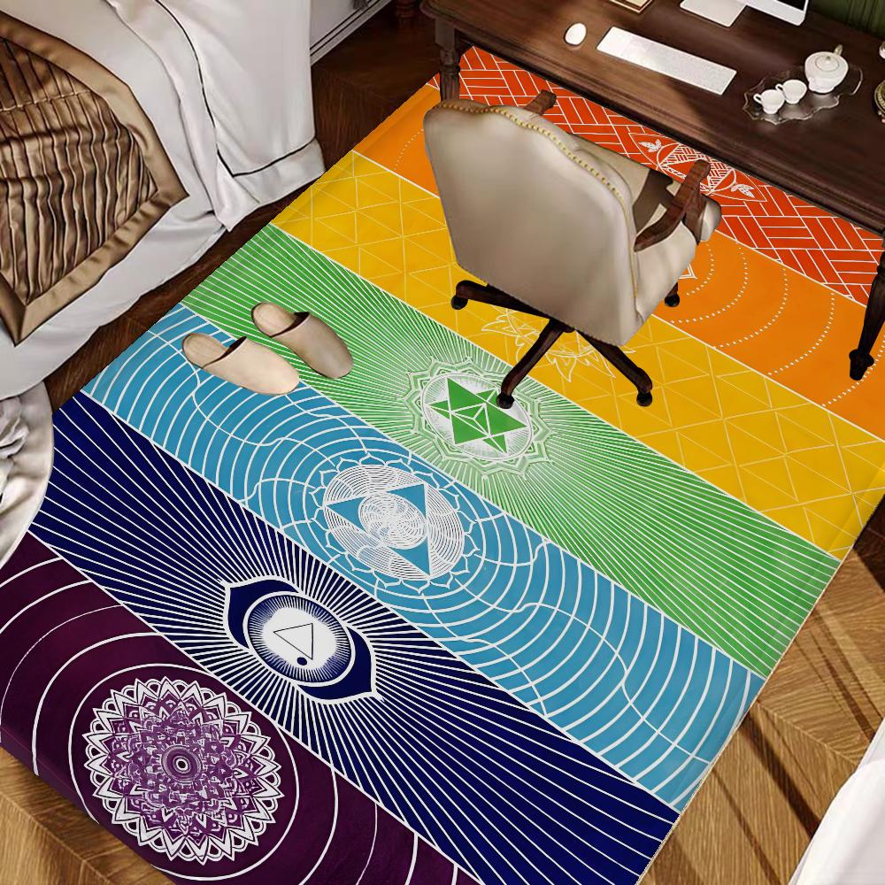 Rainbow 7 Chakra Mandala Bohemia Yoga Door Mat Washable Non-Slip Living Room Sofa Chairs Area Mat Kitchen Welcome Doormat