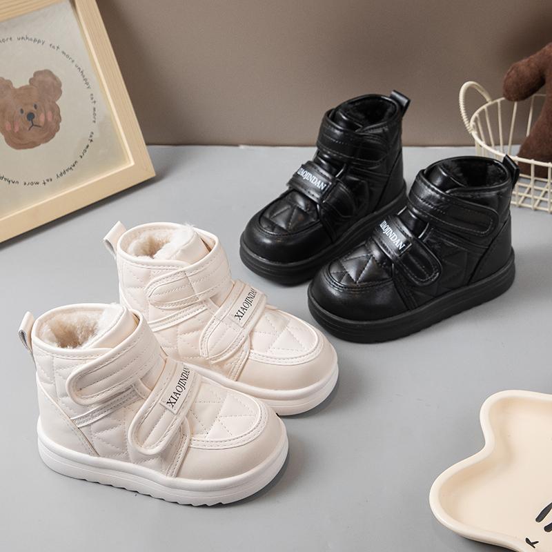 Children Warm Boots with Thick Fur  Kids Snow Boots Double Hook&loop  Winter  Boys Girls Short Boots Soft Non-slip