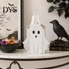 Foldable Trick or Treat Totes Halloween Ghost Cardboard Gift Bag, Cute Candy Goodie Bags Party Supplies for Children with Handle Birthday, Favors