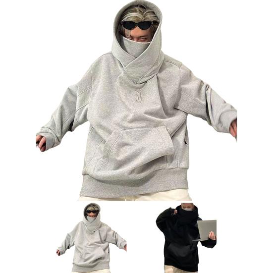 Herre Hettegenser Ensfarget Hette Langermet Pullover Fortykket Kuldebestandig Rullekrave Hip Hop Høst Hettegenser for Dating