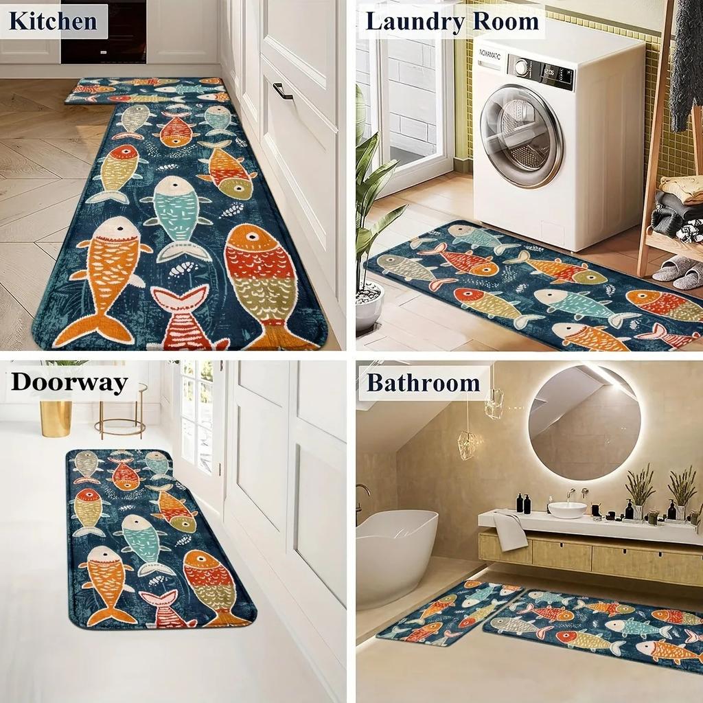 1PC Welcome Charactor Door Mats Kitchen Rugs Non-Slip Design Bathroom Rugs Bath Mat Carpet for Living Room Sink Laundry Decor