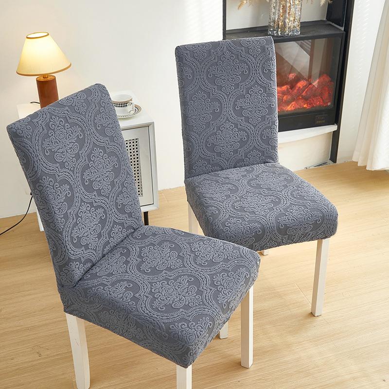 Jacquard Velvet Solid Color Stretch Seat Covers Anti-Slip Stain-Resistant Universal Full-Coverage Living Room & Dining Room Minimalist Chair Covers