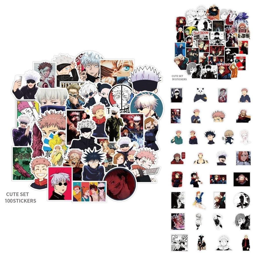 Vibrant 50/100 Pcs Anime Jujutsu Kaisen Sorcery Stickers Waterproof Decals For Laptops