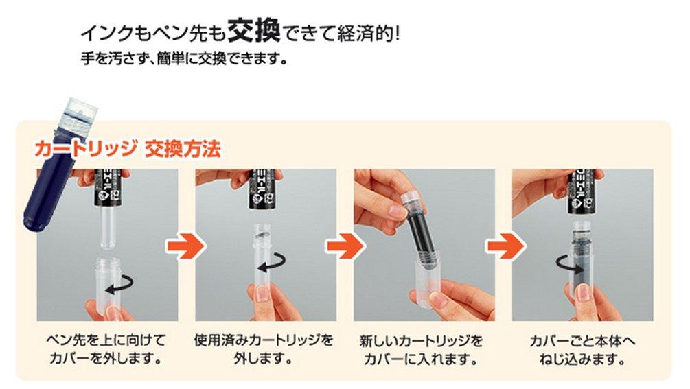 KOKUYO Board Marker Yokumieru Direct Liquid Cartridge Type Fine Point Black Set of 12 PM-B501DX12