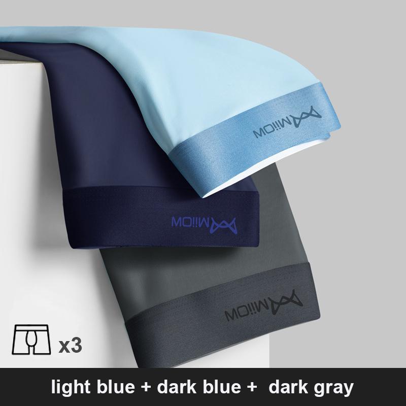 

Miiow 3Pcs Ice Silk Men Boxer Shorts Нижня білизна Antibacterial Boxershorts Cueca Male Panties Fashion Men Underpants Lingerie L-5XL XXXXXL