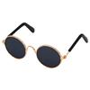 Round Costume Glasses for Small Dogs, Dark Front Dog Sunglasses With Side Temples, 8 X 7.5 Cm Face Width Guide for Photos and Walk Wear