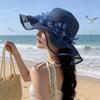 Summer Pearl Floral Straw Hat With Wide Brim For Outdoor Travel Sun Protection