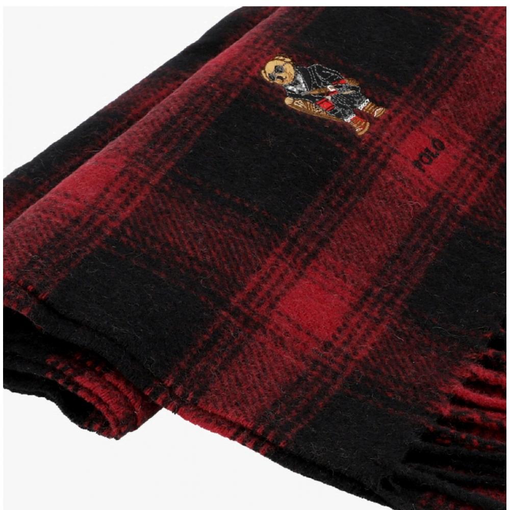 Polo Ralph Lauren Holiday Bear Plaid Check Fringe Muffler Pc1456 001