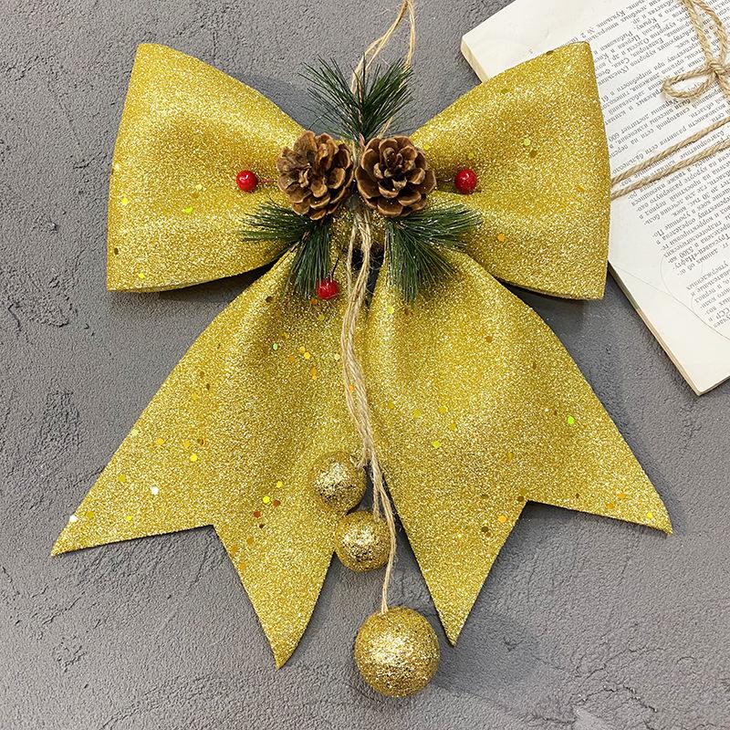 Große goldene Glitzer-Weihnachtsschleife Ornament - Mehrfarbige Optionen, Exklusives Design