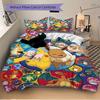 3pcs Eevee Circular & Pokemon Pikachu Quilt Cover Set (1 Quilt Cover + 2 Pillowcases Without Pillow Core), High-Definition Printing for Home and Dormi