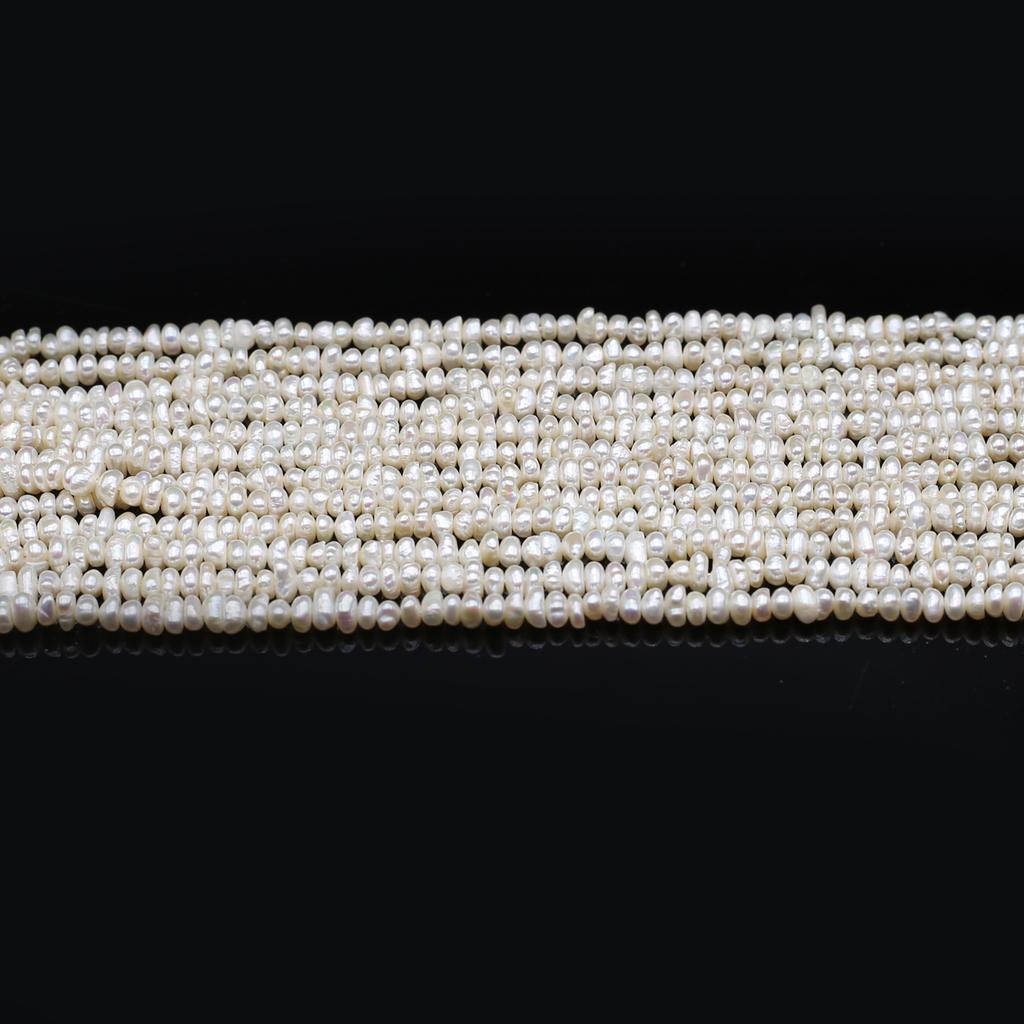 1String, White Natural Freshwater Pearls, Handmade Flat Pearl Beads for Jewelry Making DIY Necklaces, Bracelets Crafts (Beads 3-4mm, Length 36cm)