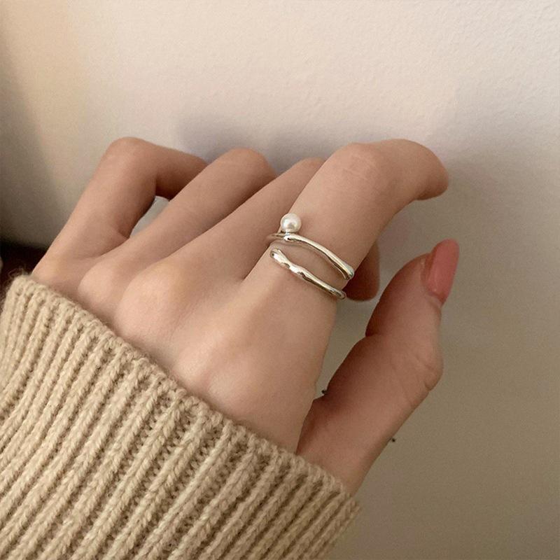 925 Sterling Silver Retro Brushed Open Finger Ring - Women's High-End Niche Light Luxury, Trendy and Non-Fading.